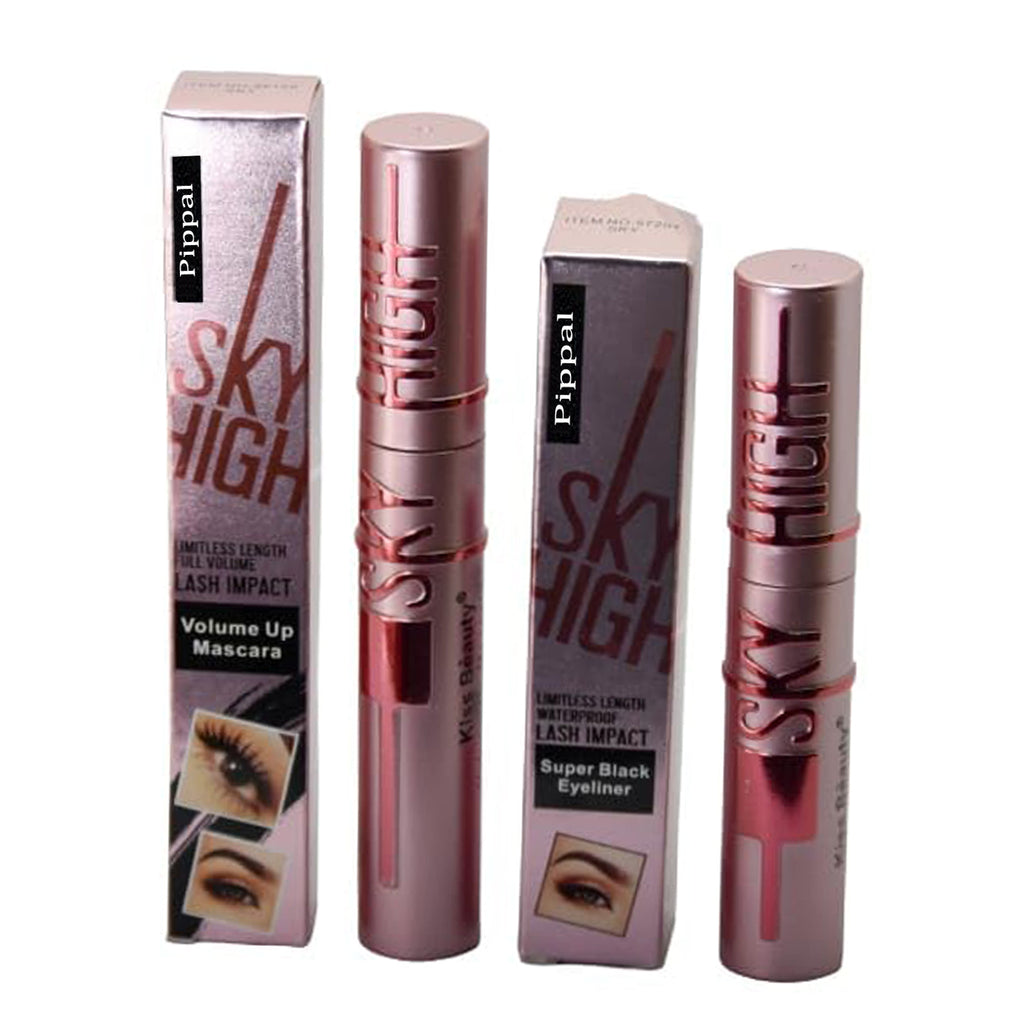 Pippal Sky High Eyeliner 1 Pcs with Mascara Ultra Volume Up Volumizing Mascara for Bold And Dramatic Lashes Long Lasting Waterproof 10Gm (Pack of 1)